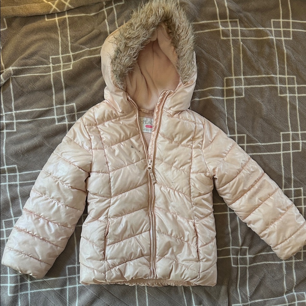 Place Light Pink Jacket with Faux Fur
